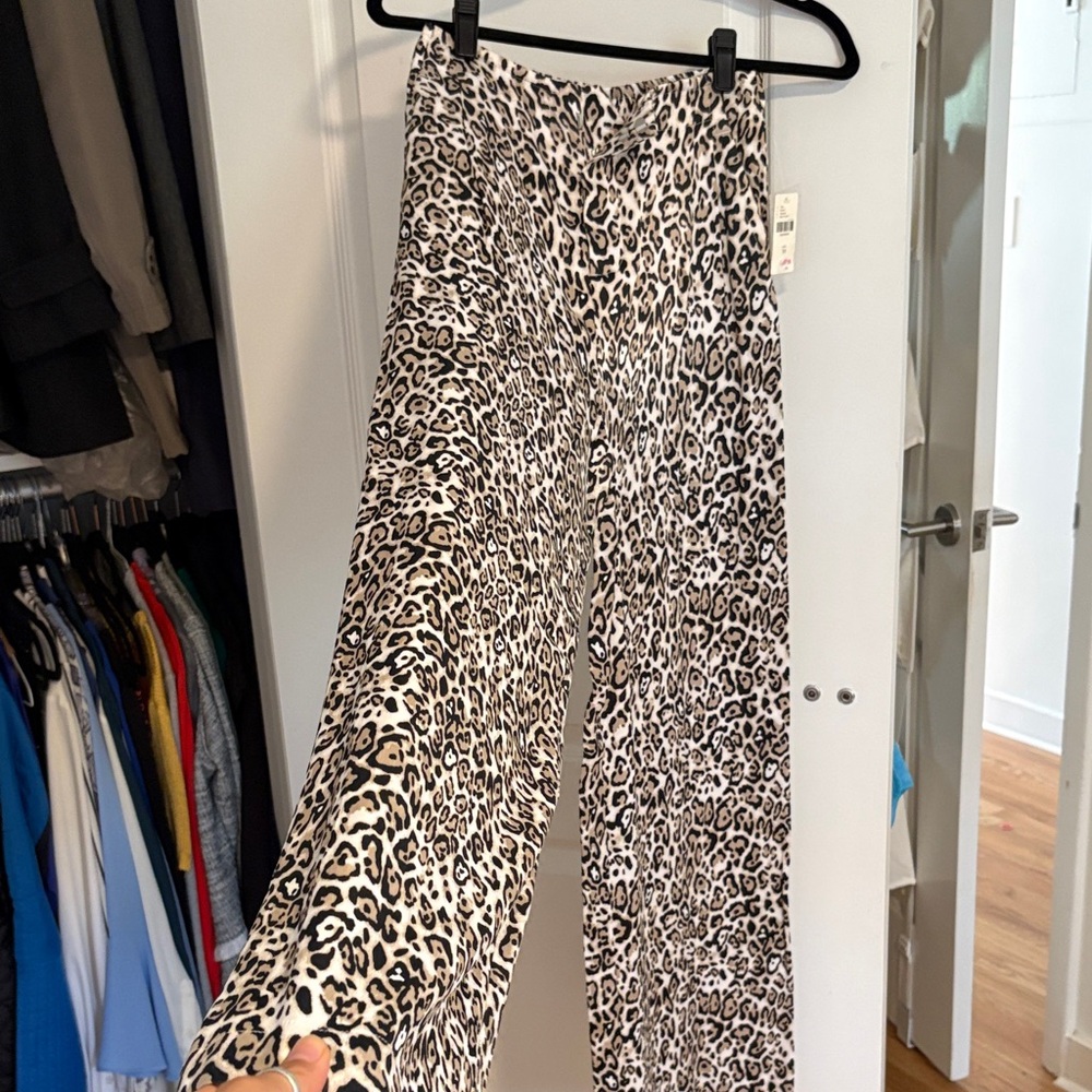 Anthropologie Leopard Print Wide Leg Pants